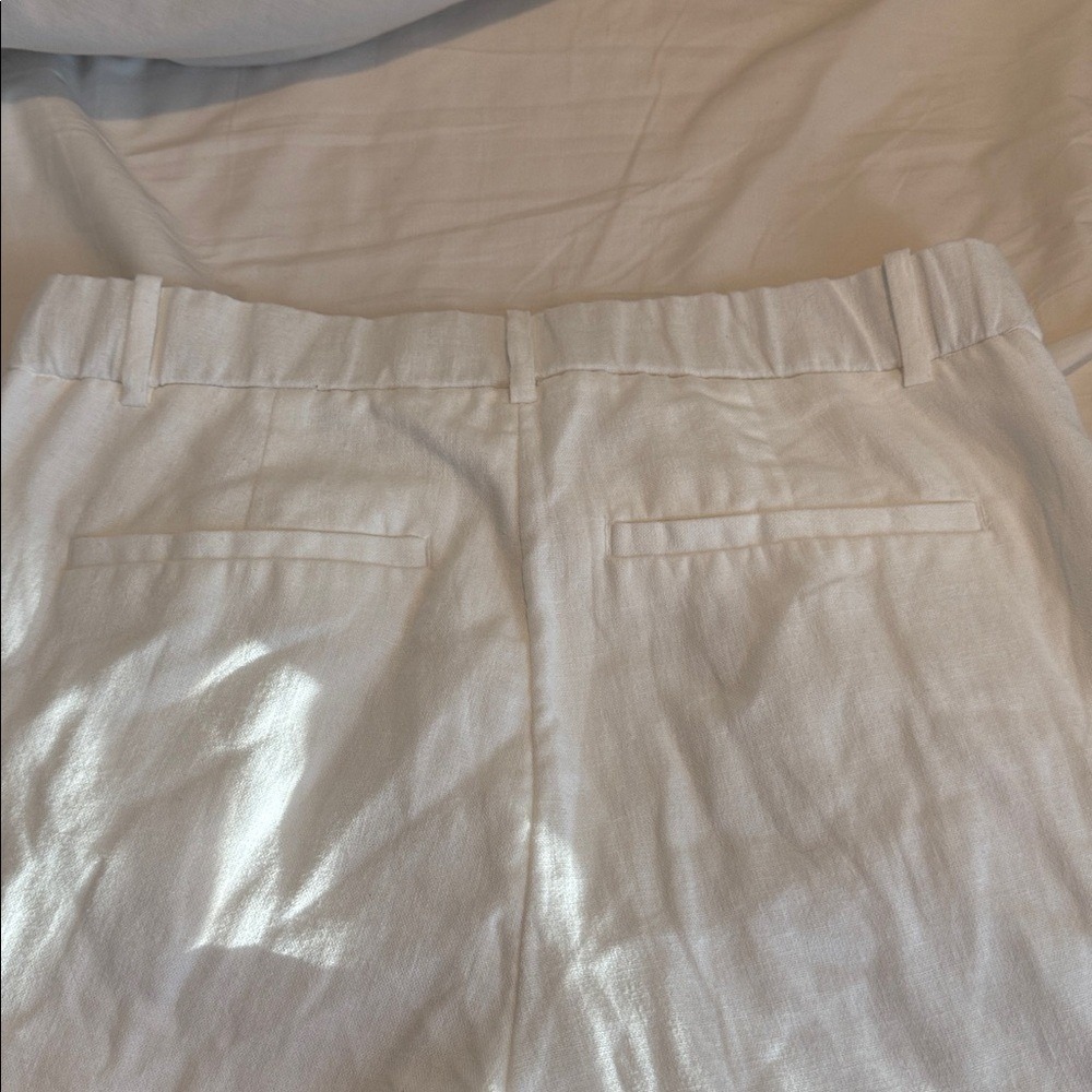 Abercrombie & Fitch Low Rise White Tailored Linen-Blend Wide Leg Pant Size 4 NWT - Picture 6 of 10
